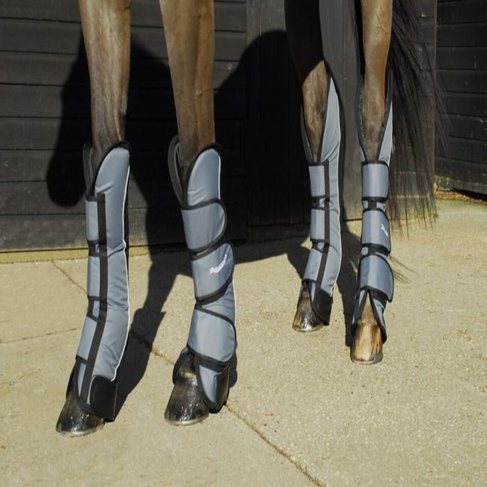 image 1 of Rhinegold Elite Full Length Travel Boots Blue | Colour: Turquoise/Navy
Size: Full