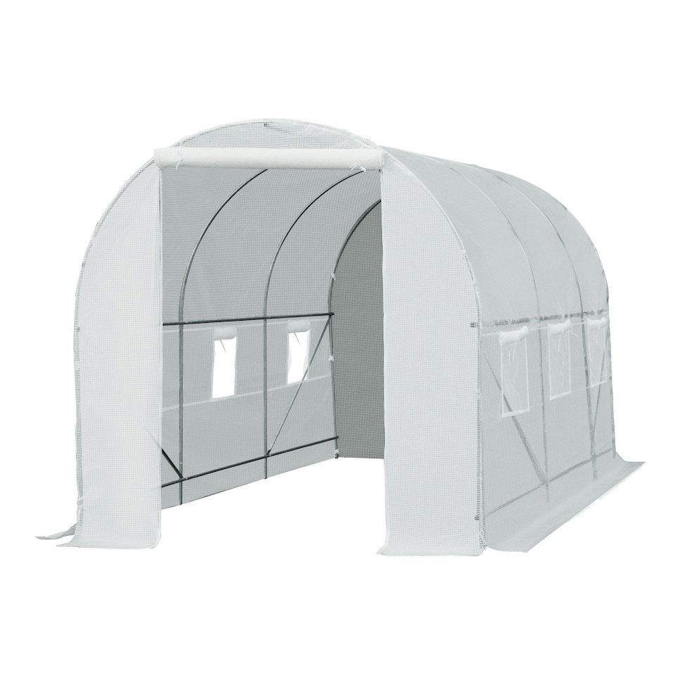 image 1 of Outsunny 4.5 x 2M Walk-in Polytunnel Greenhouse for Garden, Galvanised Steel
