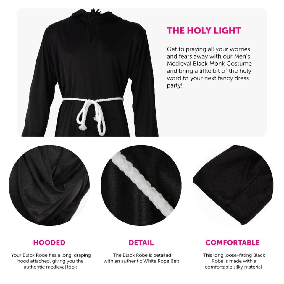 image 1 of Black Monk Costume Black | XL