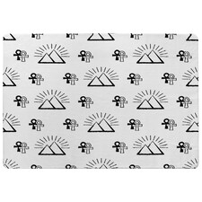 Egyptian pyramid and ankh (Rug) White | Medium: 80x150cm