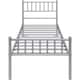 image 2 of Yaheetech 3ft Single Metal Bed Frame with Slatted Headboard Silver