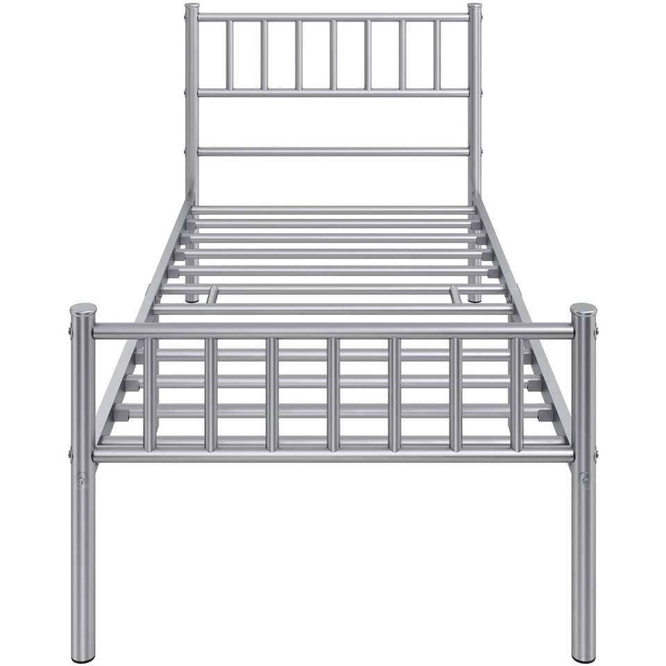 image 1 of Yaheetech 3ft Single Metal Bed Frame with Slatted Headboard Silver