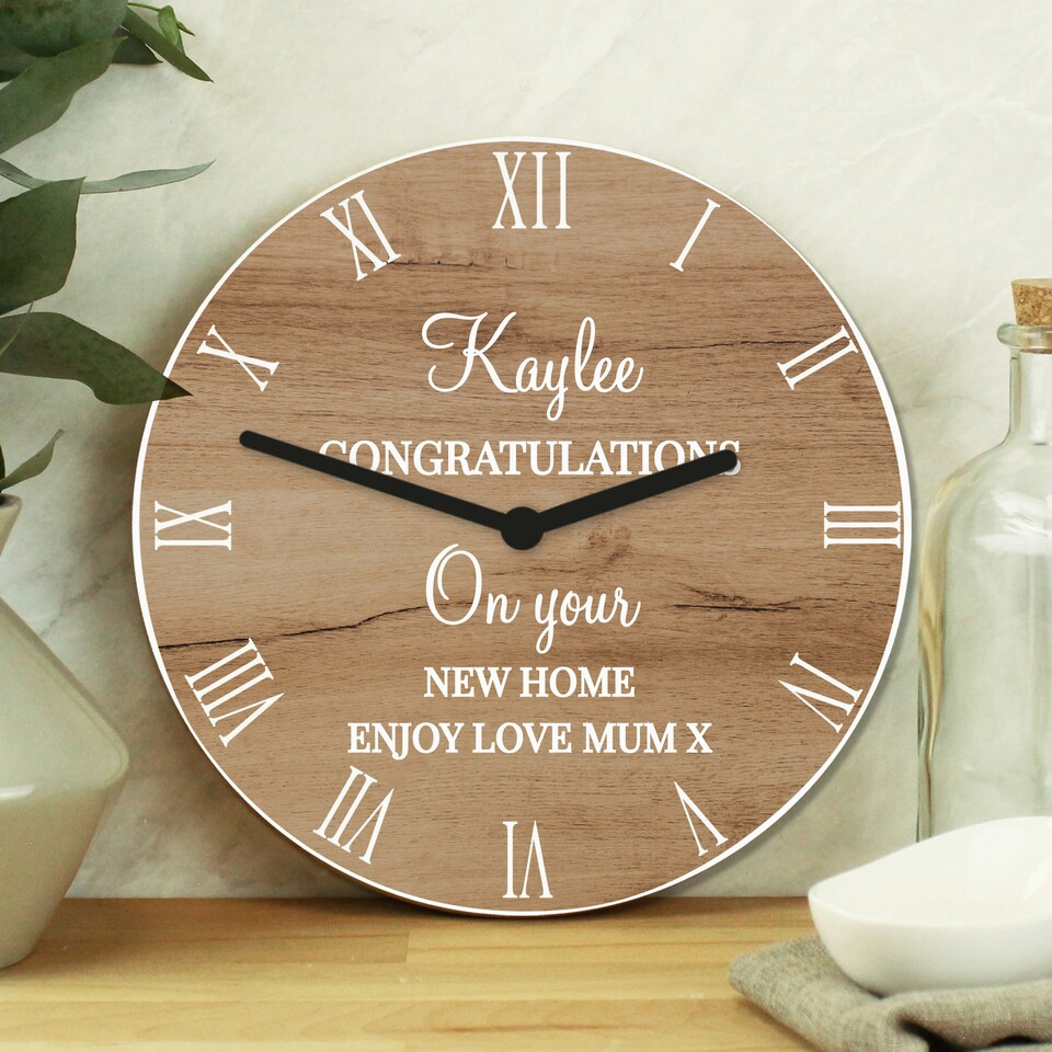 image 1 of Personalised Free Text Wood Effect Clock