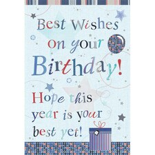 Words 'n' Wishes Traditional Open Birthday Card for a Male, Birthday Card for Male, Multi-Coloured 203 x 139 mm