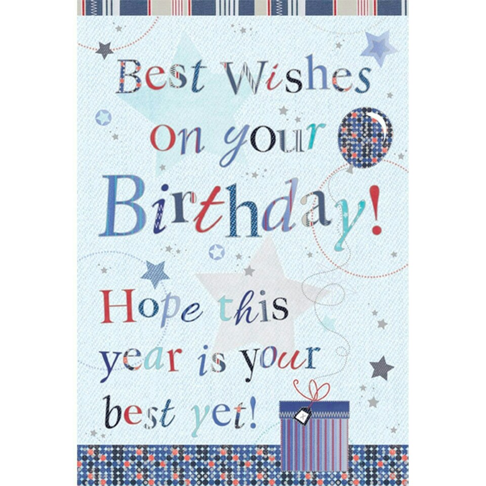 Words 'n' Wishes Traditional Open Birthday Card for a Male, Birthday Card for Male, Multi-Coloured 203 x 139 mm
