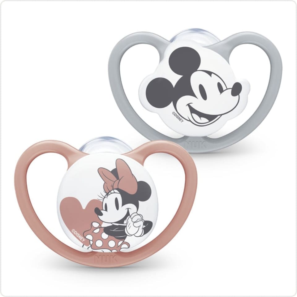 image 1 of NUK Disney Space Soothers 0-6m Rose 2Pk