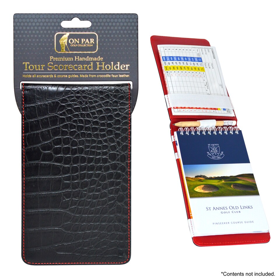 image 1 of Premium Croc Golf Scorecard Holder - Black / Red