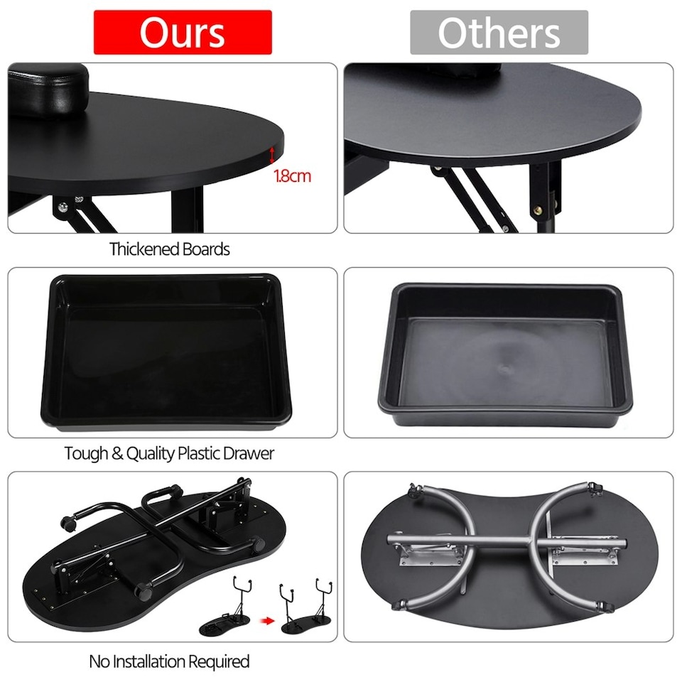 image 1 of Yaheetech Folding Manicure Table Black