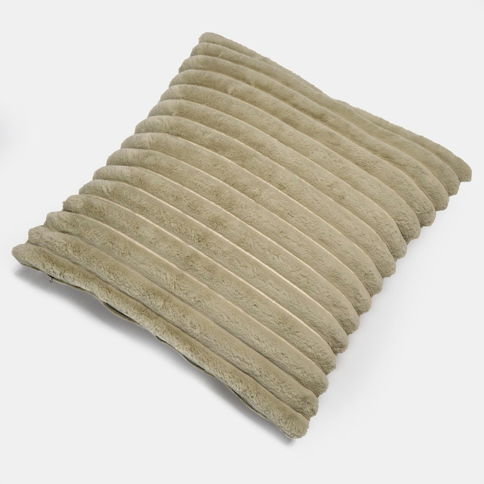 image 1 of OHS 2 x Faux Fur Matte Velvet Fleece Thick Ribbed Cushion Covers, 45x45cm - Sage Green Green | Sage Green