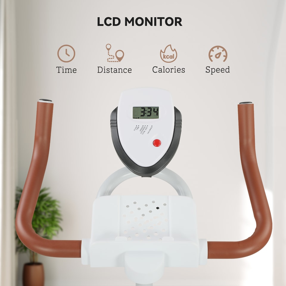 image 1 of SPORTNOW Indoor Exercise Biker, Quiet Stationary Bike, Stylish Cycling Machine with Adjustable Seat and Resistance, LCD Monitor, Tablet Holder, for Home Gym Cardio Workout, White | White