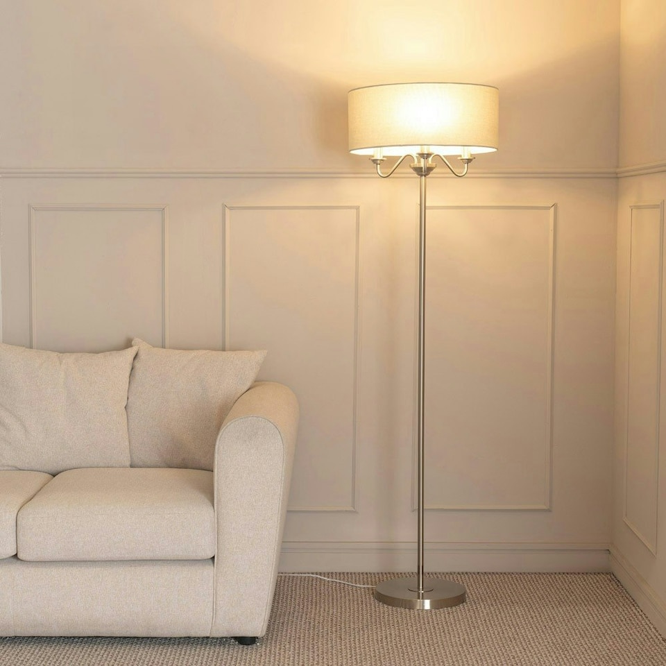 image 1 of ValueLights Rocha 3 Way Chrome Brushed Floor Lamp
