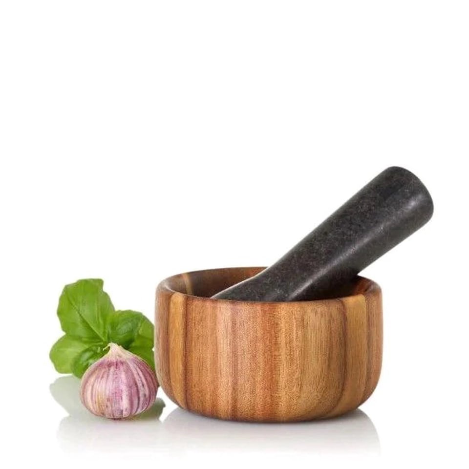 image 1 of AdHoc Taru Mortar and Pestle 11cm - Black/Brown