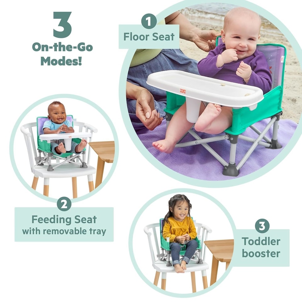 image 1 of Bright Starts Disney Princess Ariel Pop N Sit Portable Booster Baby Floor Seat