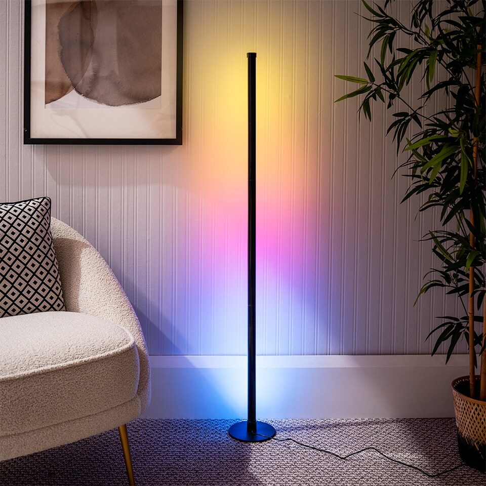 image 1 of ValueLights SMART Floor lamp Dimmable Matte Black SMART Floor Lamp and Integrated LED 4.5W Multicolour Bulb
