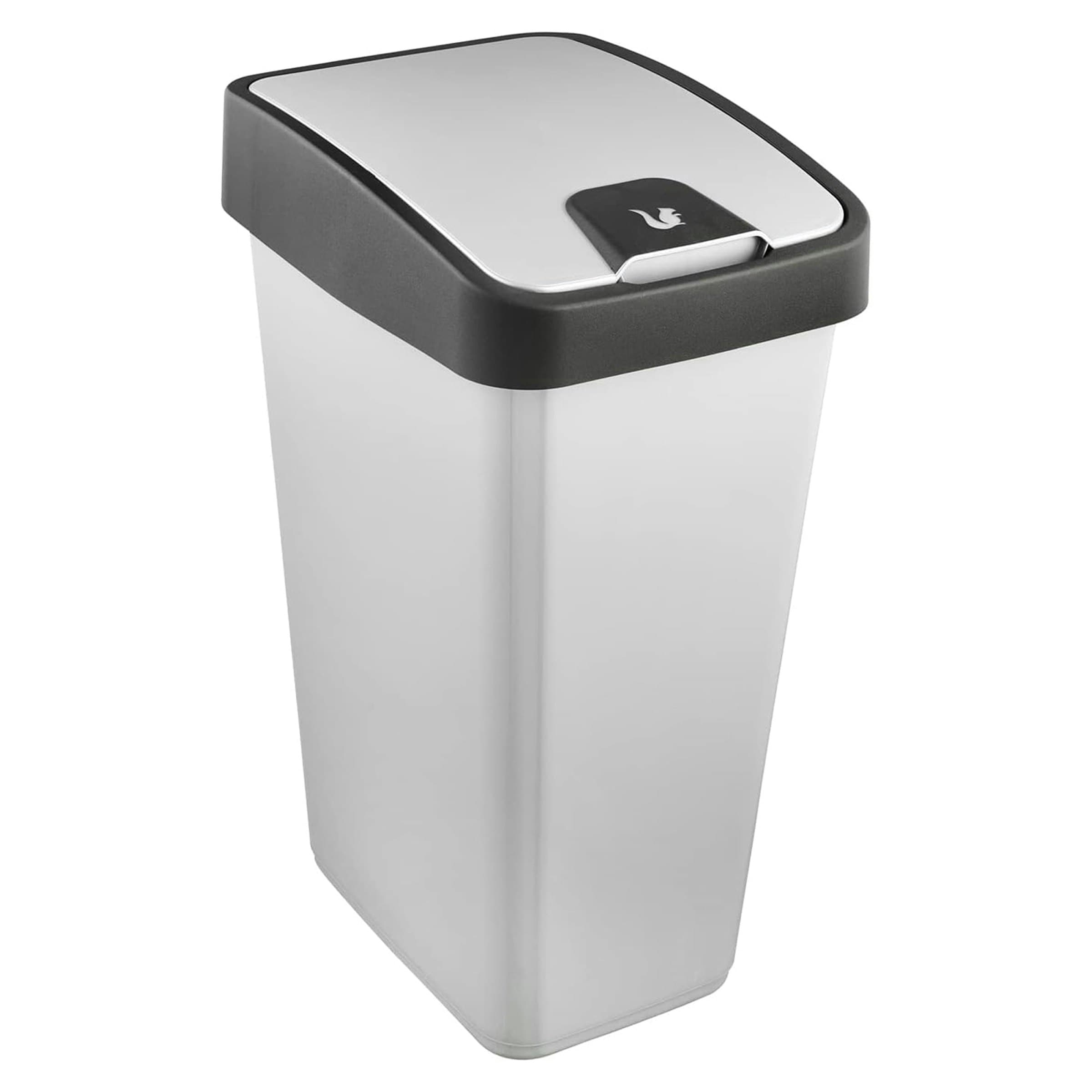 Keeeper Premium Soft Touch Waste Bin with Flip Lid 45 Litre - Silver