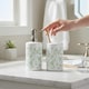 image 2 of Green Roses Bathroom Set - Refillable Ceramic Soap Dispenser & Toothbrush Holder