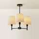 image 4 of ValueLights Kincaid 3 Arm Black Chandelier Ceiling Light Taper Shades and Bulbs