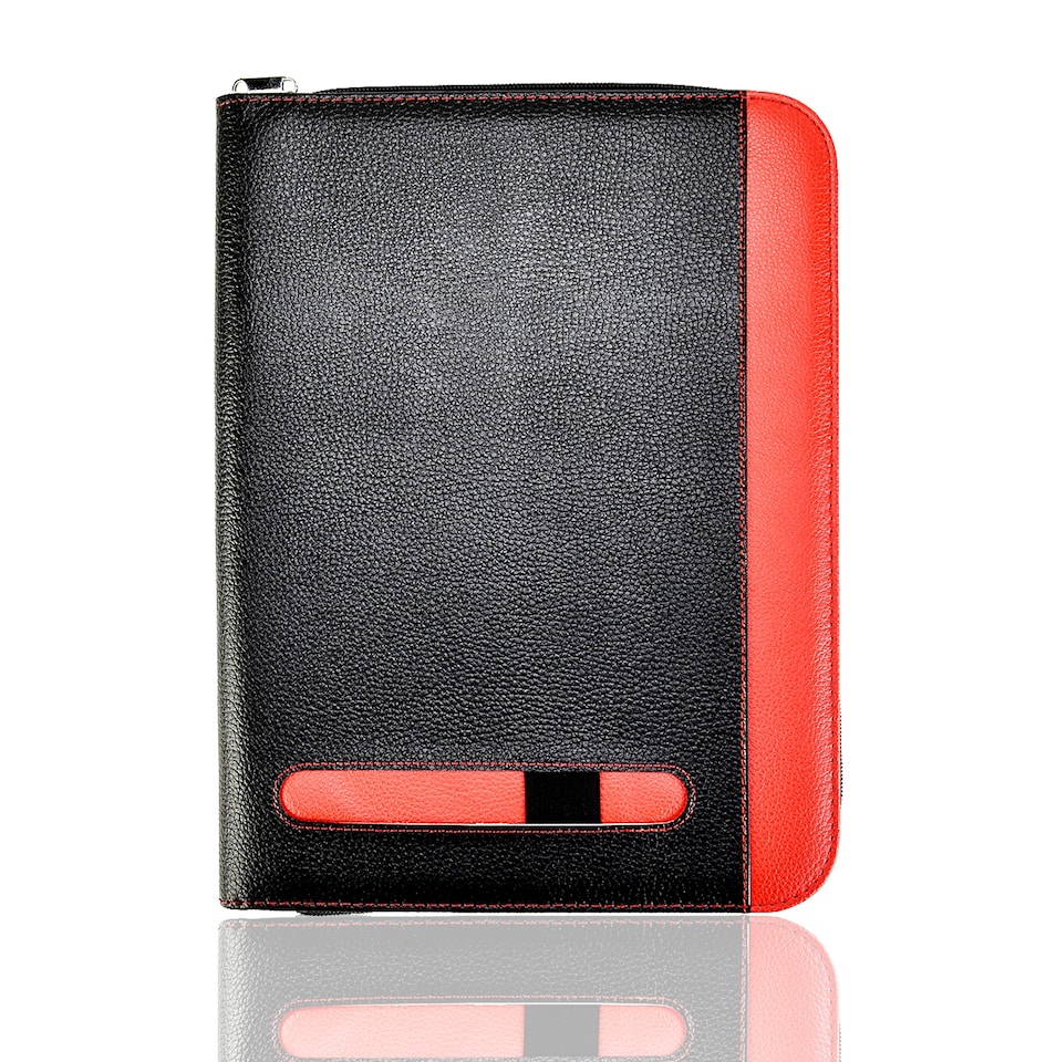 image 1 of A4 Zipped Conference Folder – Executive Portfolio with Calculator, Writing Pad, Pen Holder & Document Storage – Professional Faux Leather Business Organiser for Office, Meetings & Interviews