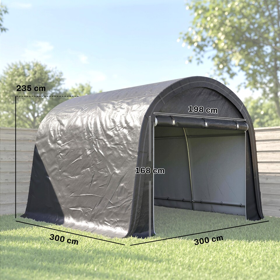 image 1 of Outsunny 3 x 3(m) Garden Storage Tent, Heavy Duty Outdoor Shed, Grey | Grey