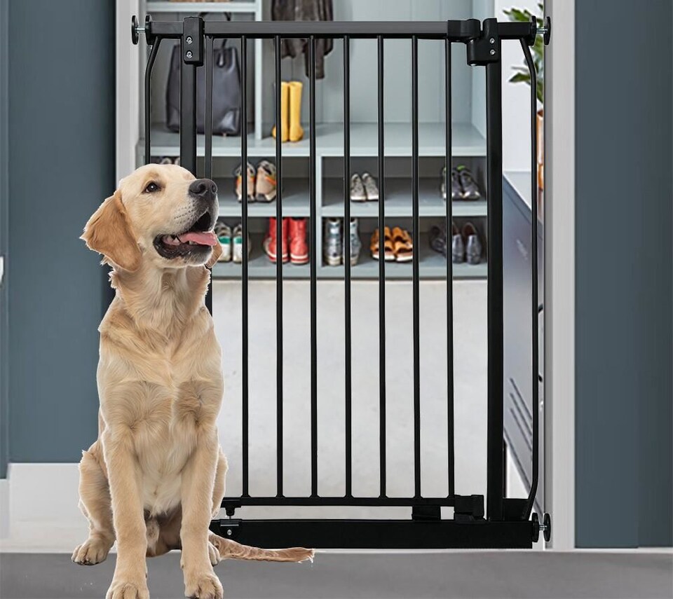 image 1 of Bettacare Extra Tall Elite Dog Gate, 125cm - 134cm, Matt Black, Extra Tall 96.8cm in Height, Pressure Fit Pet Gate | Black
