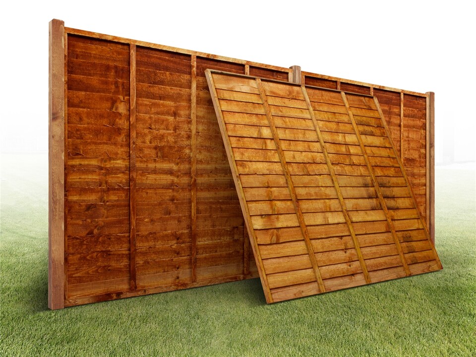 image 1 of eDecks Overlap Waney Edge Timber Fence Panels, 6ft x 6ft - Pack of 5