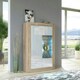 image 2 of Display Cabinet 93cm White Gloss Doors Oak Matt Body Free LED Multi | Oak & White