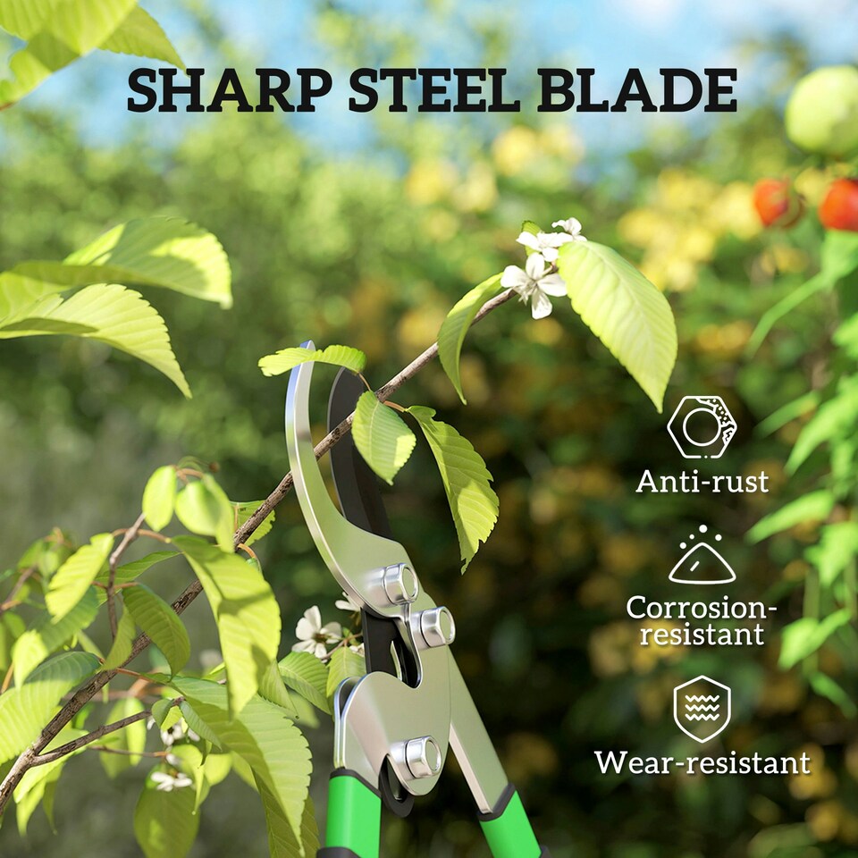 image 1 of Outsunny Telescopic Bypass Loppers, 64.5-90 cm Extendable Garden Loppers