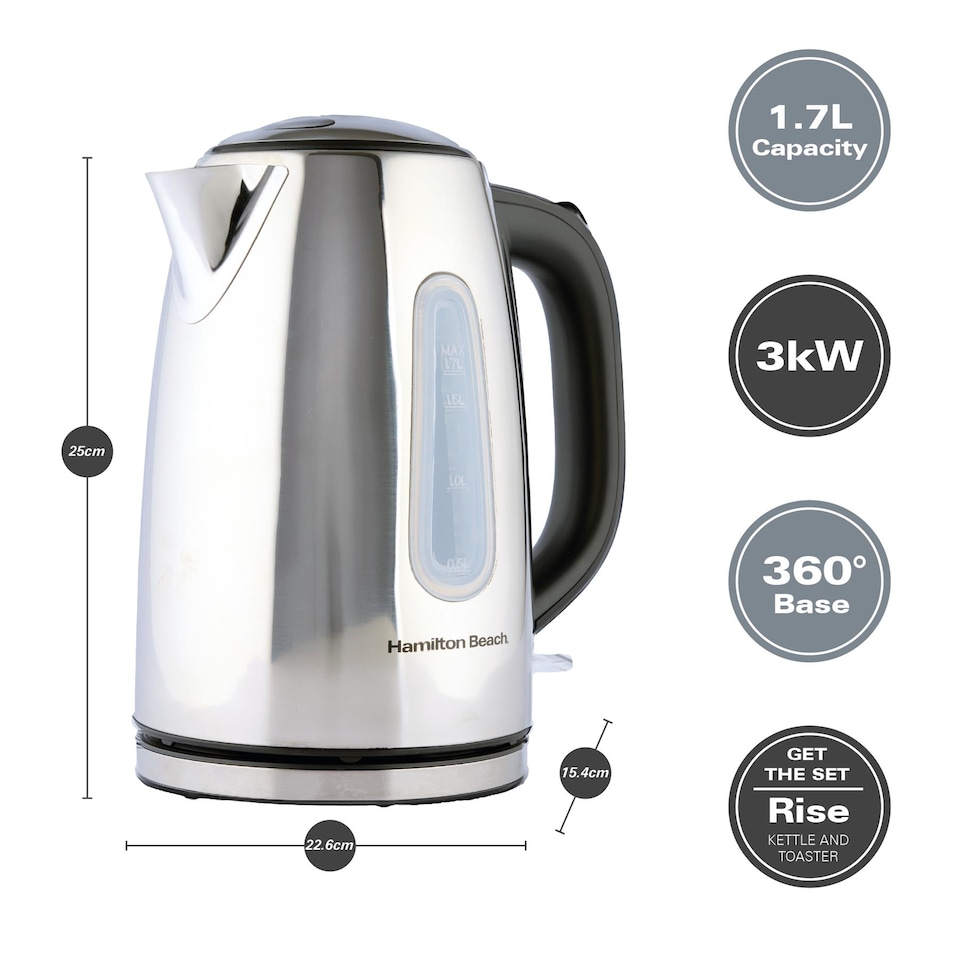 image 1 of Hamilton Beach Rise Polished Kettle & 4 Slice Toaster Set