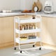 image 2 of HOMCOM 3-Tier Storage Trolley on Wheels, Rolling Utility Cart with Mesh Backets, Mobile Storage Cart for Kitchen, Bathroom, Bedroom, White | White | White