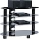 image 2 of Centurion Supports HALIGON 4-Shelf Oval Premium Gloss Black Glass with Black Legs AV Rack Black