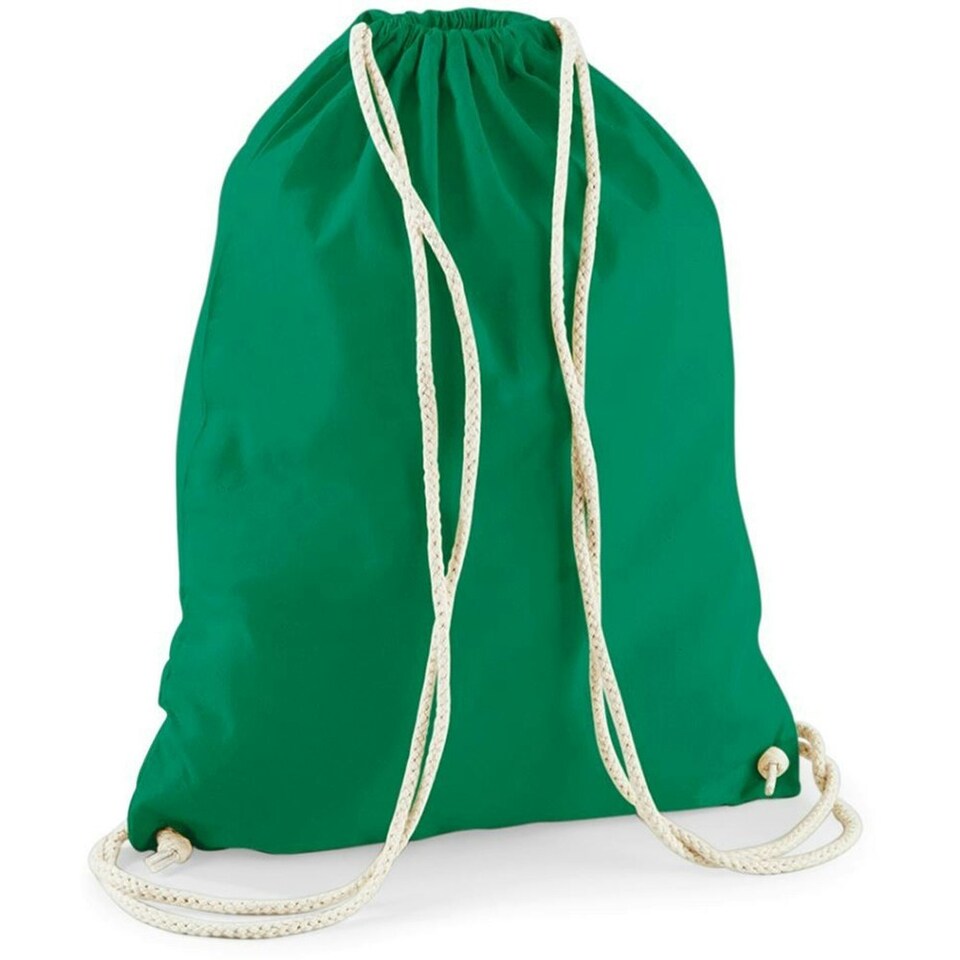 image 1 of Westford Mill Cotton Gymsac Bag - 12 Litres - Kelly Green - One Size Green | One Size