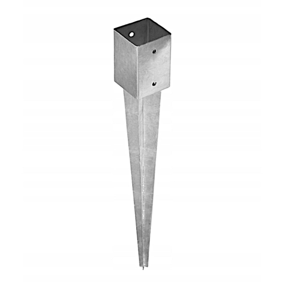 image 1 of Primrose Zinc Plated Spiked Fence Post Holder Kit Underground Stake Set 60cm