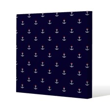 White & Red Anchors on Navy (Canvas Print) 77 x 77 x 4cm