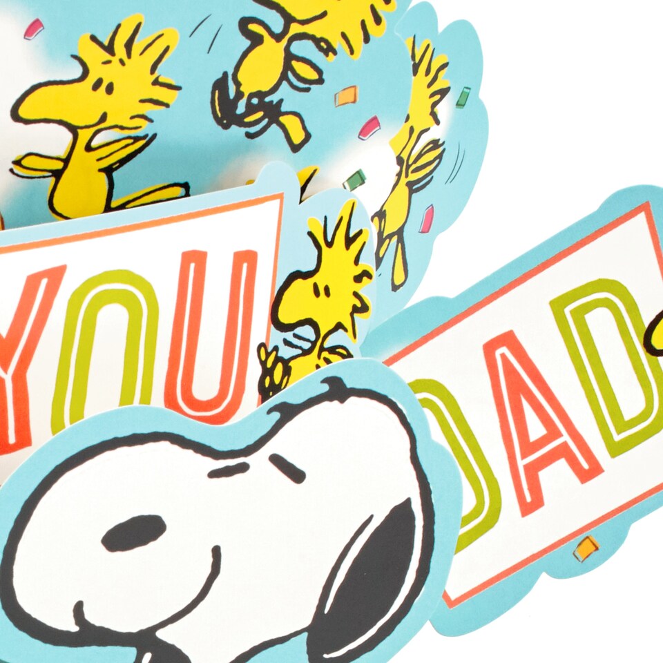 image 1 of Hallmark Musical Father's Day Card For Dad - 3D Pop-Up SNOOPY Design