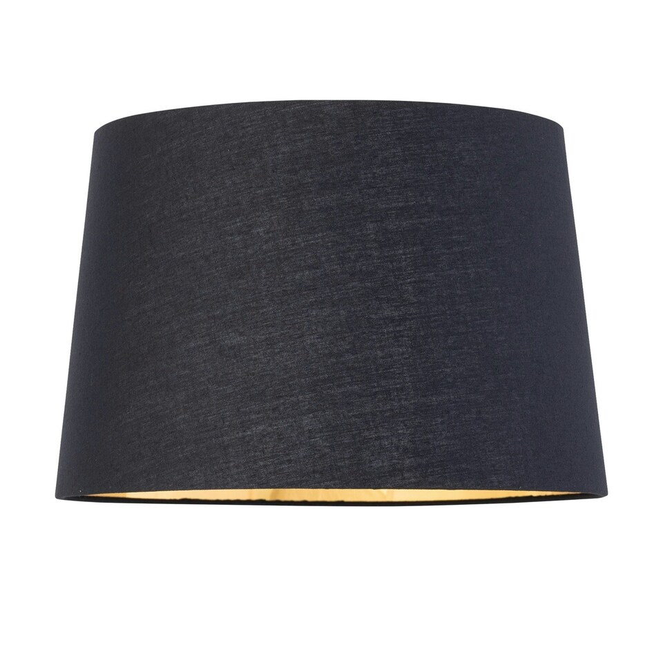 image 1 of Set of 2 Tripod - Chrome Lamps with Black & Gold Fabric Shade Chrome | Black