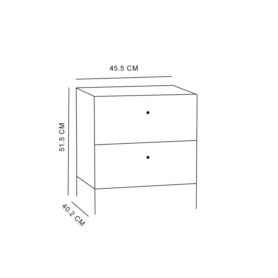 image 1 of Moondust Snowy Oak Kalamos 2 Drawer Bedside Cabinet