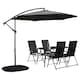 image 1 of Outdoor 4 Person Rectangular Glass Top Garden Dining Table Chairs With Grey Banana Parasol and Base