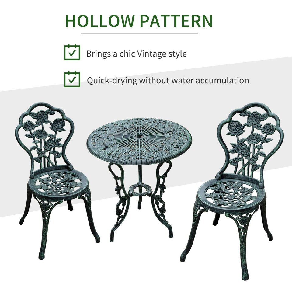 image 1 of Outsunny 3 Pieces Bistro Set Furniture Garden Balcony Table 2 Chairs