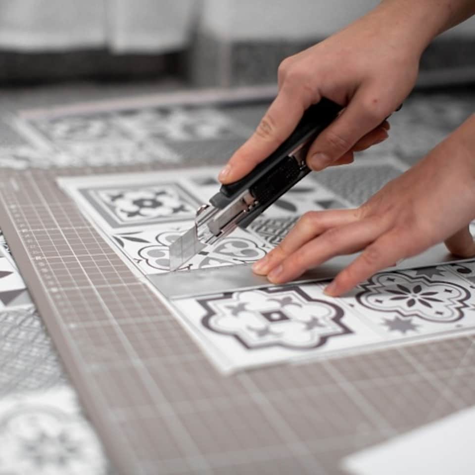 image 1 of d-c-fix Oriental Tiles 30.48 x 30.48cm Self-adhesive Vinyl Floor Tiles Pack 33 | 3sqm