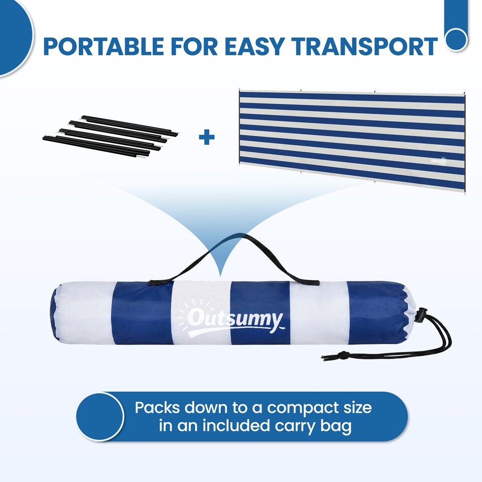 image 1 of Outsunny Camping Windbreak Portable Wind Blocker Privacy Wall | Blue | Dark Blue | 540 x 150 cm