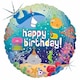 image 1 of Happy Birthday Ocean Round Foil Helium Balloon 46cm / 18 in
