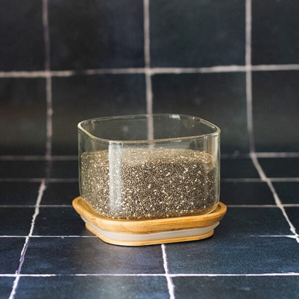 image 1 of Pebbly Square 500ml Canister With Bamboo Lid