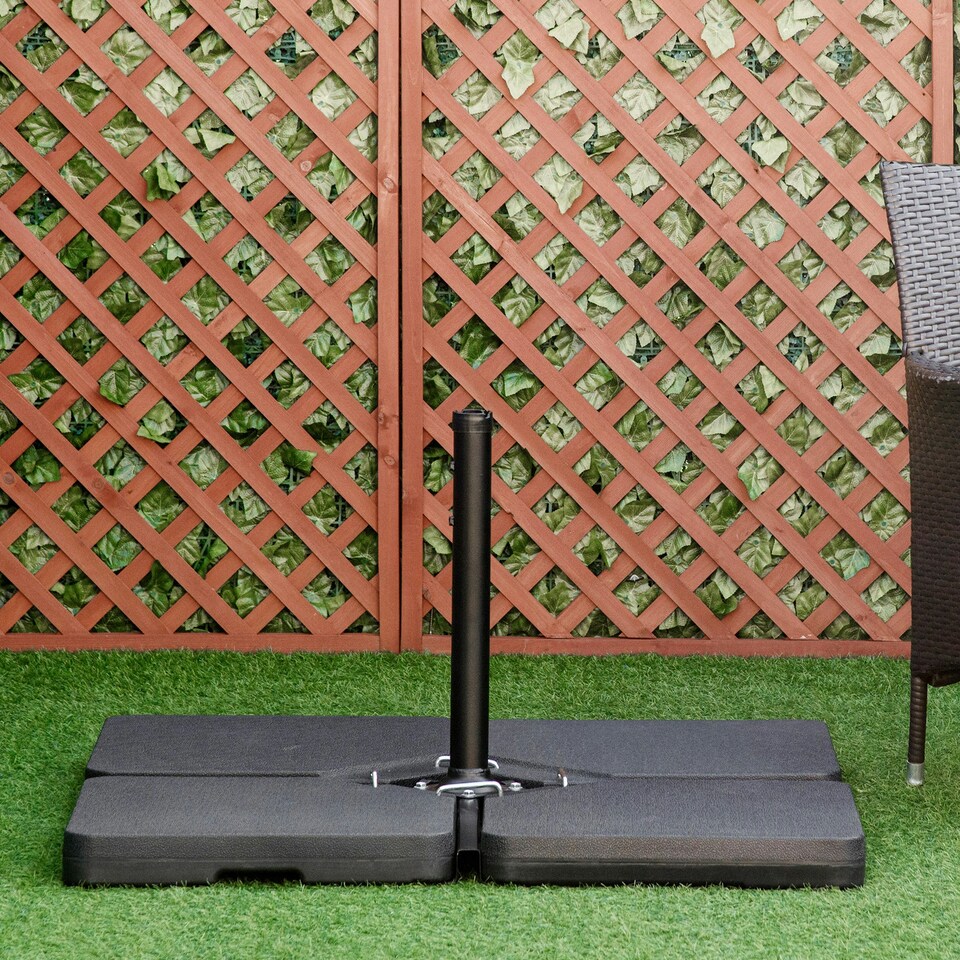 image 1 of Outsunny Set of 4 Parasol Base Weights for Cantilever Umbrella, Black