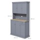 image 3 of HOMCOM Kitchen Cupboard Storage Cabinet with Adjustable Shelves, Grey Grey