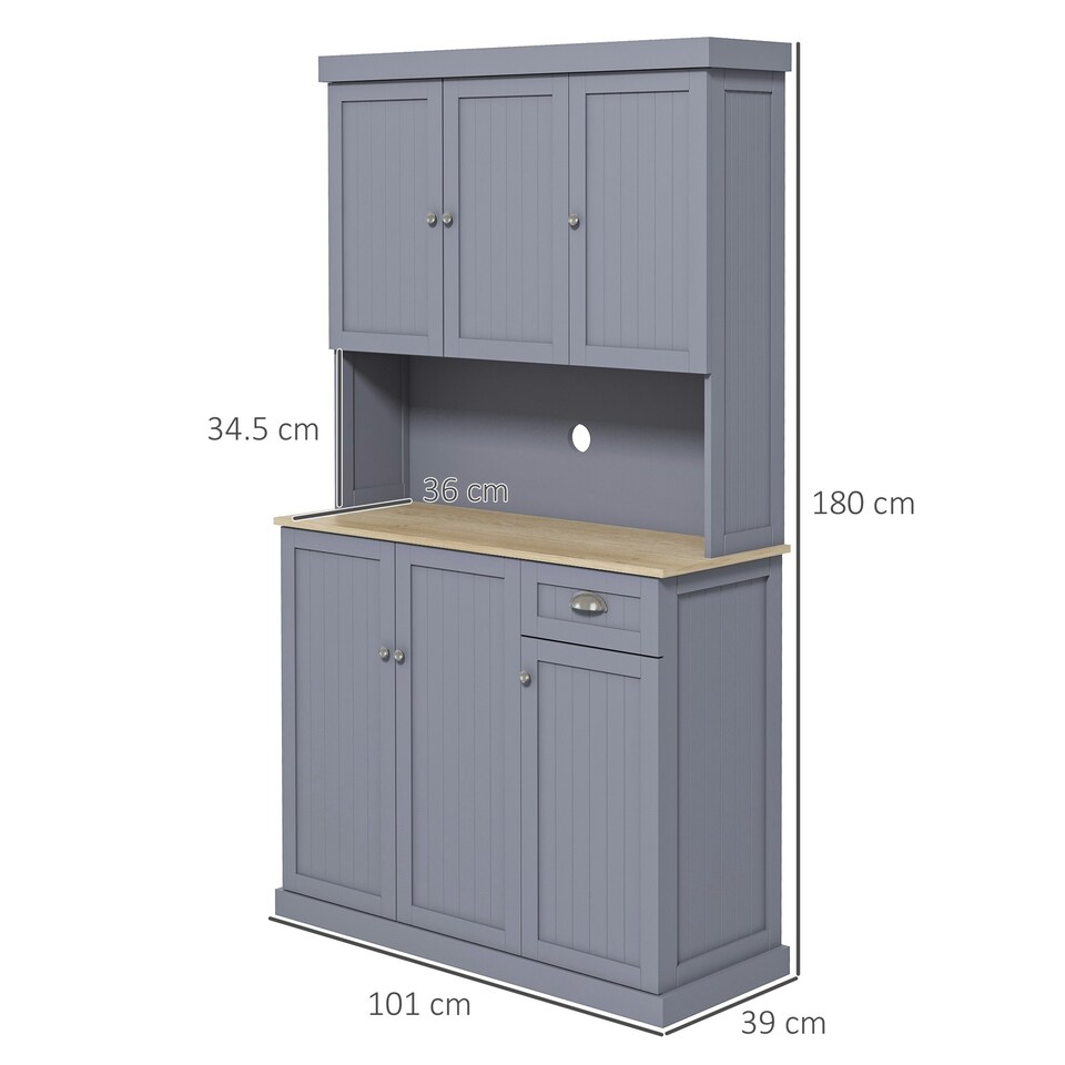image 1 of HOMCOM Kitchen Cupboard Storage Cabinet with Adjustable Shelves, Grey Grey