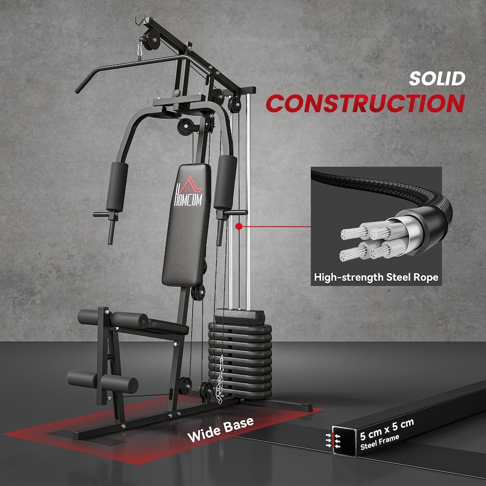 image 1 of HOMCOM Multifunction Home Gym Machine with 45kg Weights for Full Body Workout
