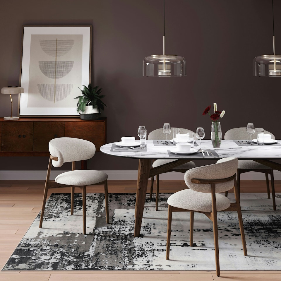 image 1 of KUKOON Silver Grey Modern Distressed Living Room Area Rug 80cm x 150cm | Grey