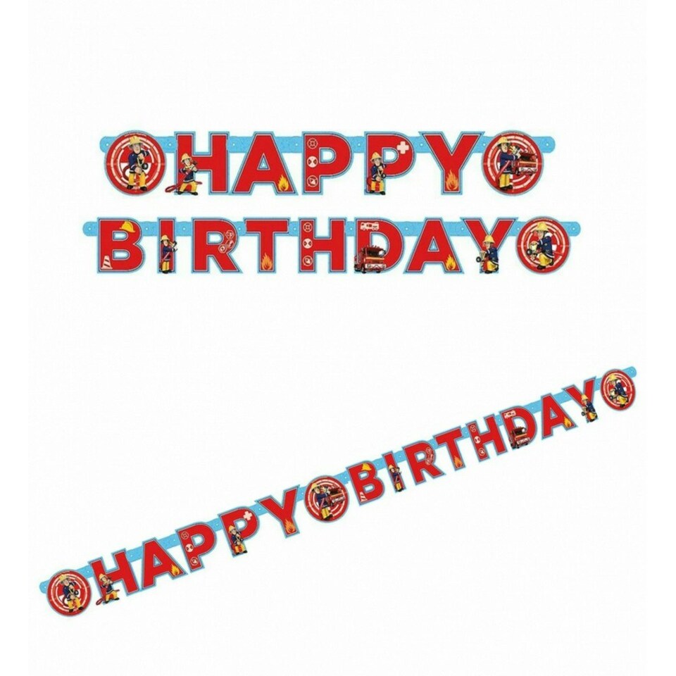 Fireman Sam Letter Happy Birthday Banner - Multicoloured - One Size