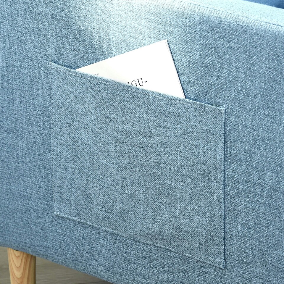 image 1 of HOMCOM Modern Armchair Upholstered Accent Chair for Bedroom Home Office Blue