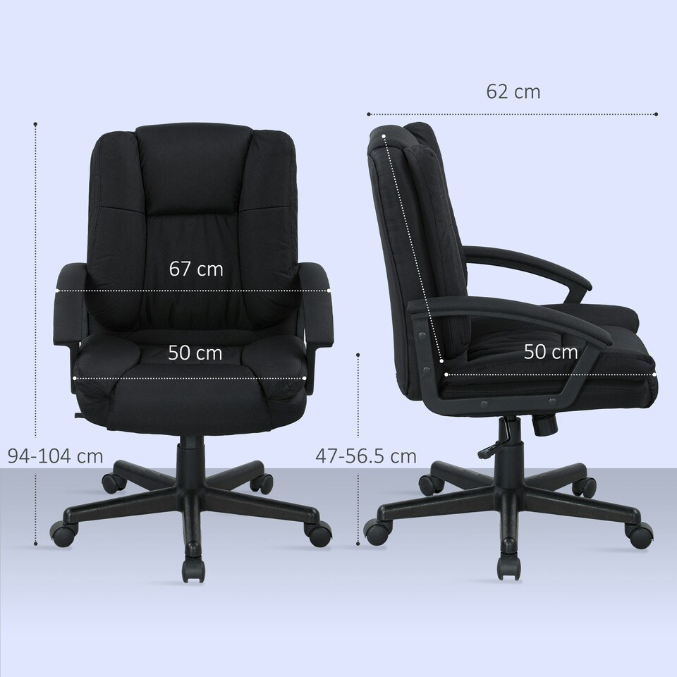 image 1 of HOMCOM Swivel Executive Office Chair Mid Back Chair w/ Arm, Black Black